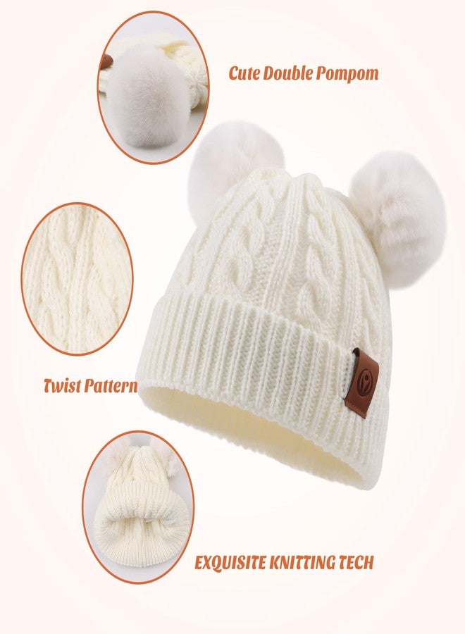 PESAAT Warm Toddler Girl Beanie Knit Winter Hats for Kids Twist Baby Boys Girls Hat 1-4 Years (White) - Image 3